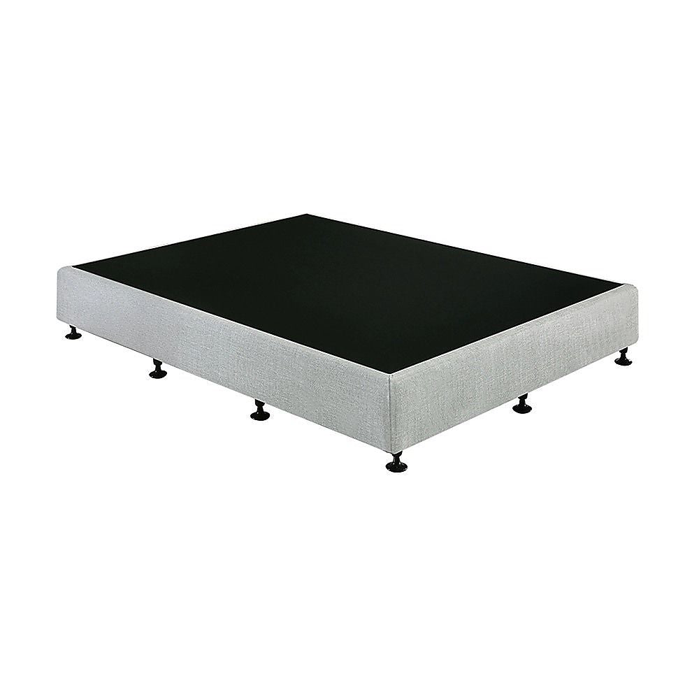 Queen Ensemble Bed Base Platinum Light Grey Linen Fabric Fabric