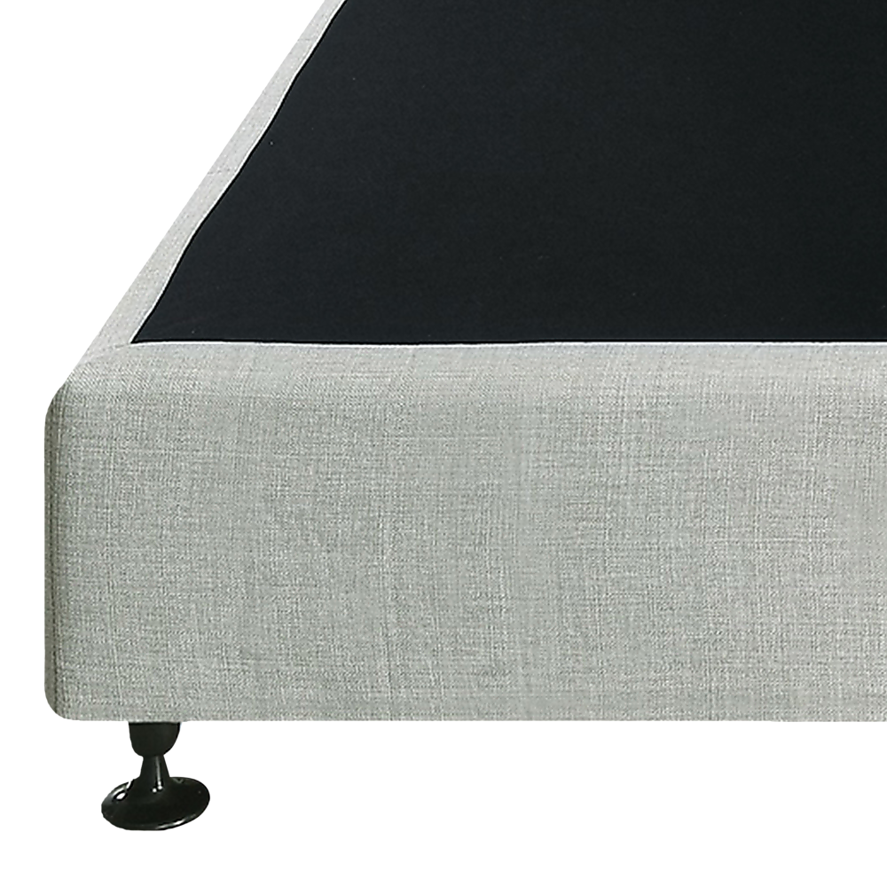 Queen Ensemble Bed Base Platinum Light Grey Linen Fabric Fabric