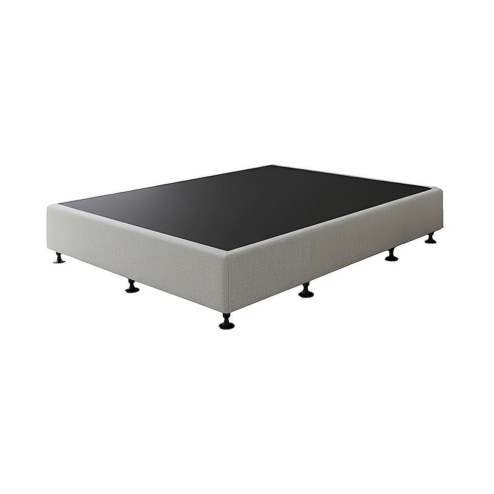Queen Ensemble Bed Base Platinum Light Grey Linen Fabric Fabric
