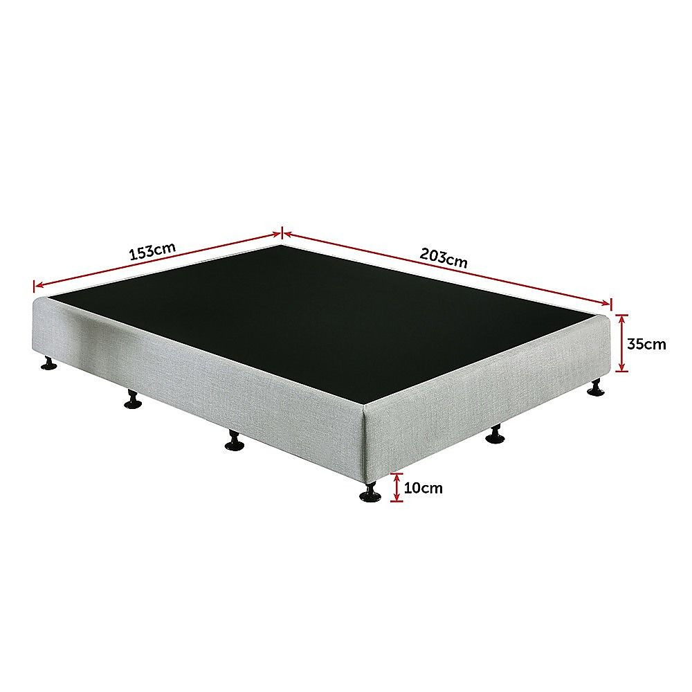 Queen Ensemble Bed Base Platinum Light Grey Linen Fabric Fabric