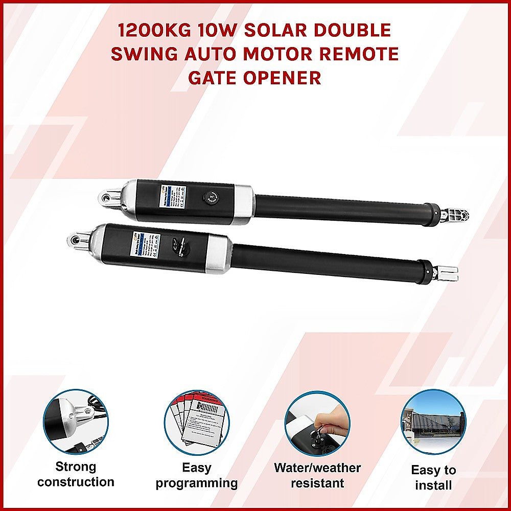 1200KG 10W Solar Double Swing Auto Motor Remote Gate Opener