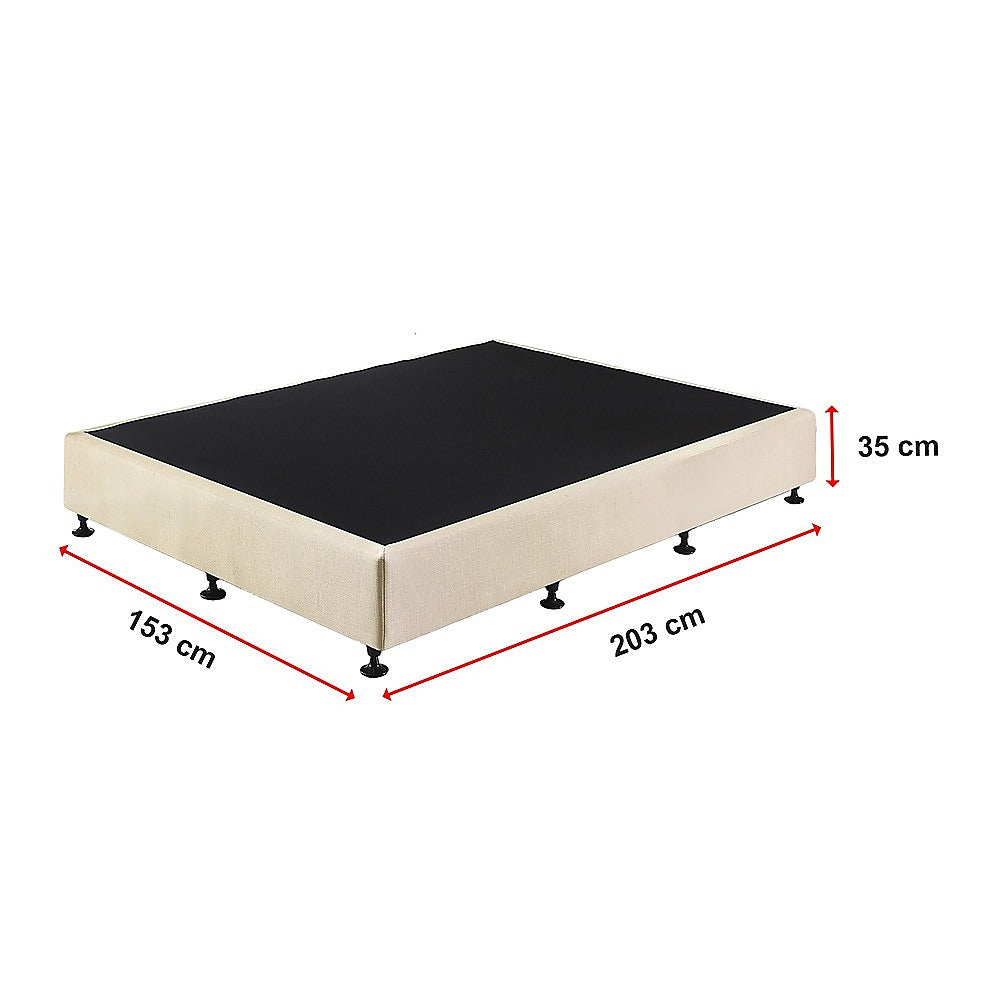 Queen Ensemble Bed Base Platinum Natural Sand Linen Fabric