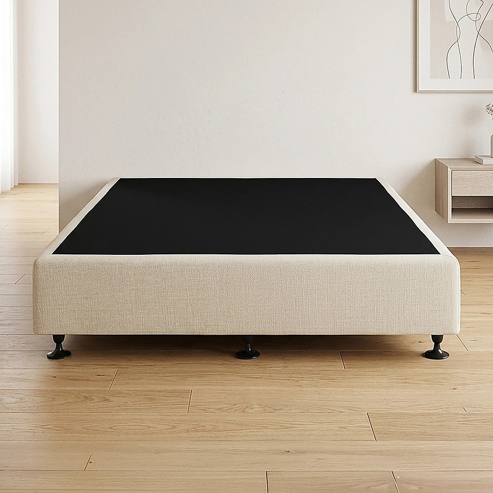 Queen Ensemble Bed Base Platinum Natural Sand Linen Fabric