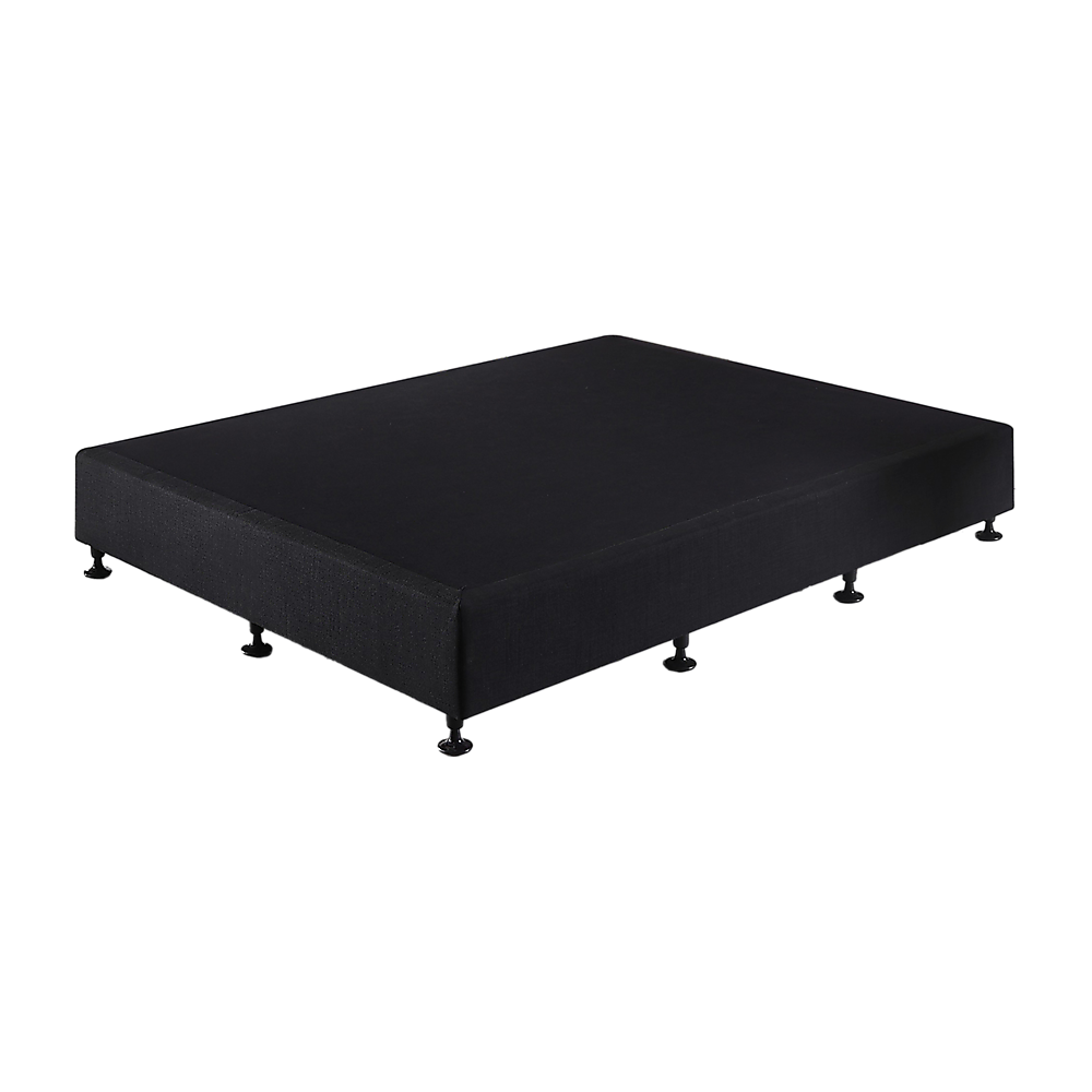 Queen Ensemble Bed Base Midnight Black Linen Fabric