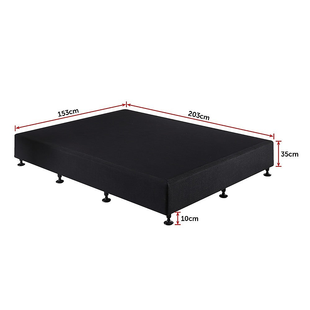 Queen Ensemble Bed Base Midnight Black Linen Fabric