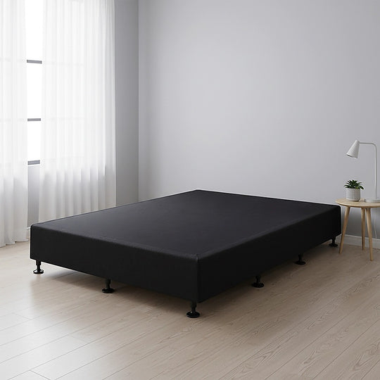 King Single Ensemble Bed Base Midnight Black Linen Fabric - Beds & Bed Frames