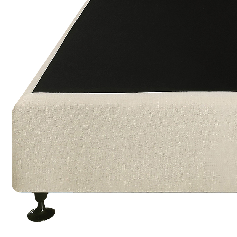 King Single Ensemble Bed Base Platinum Natural Sand Linen Fabric - Beds & Bed Frames