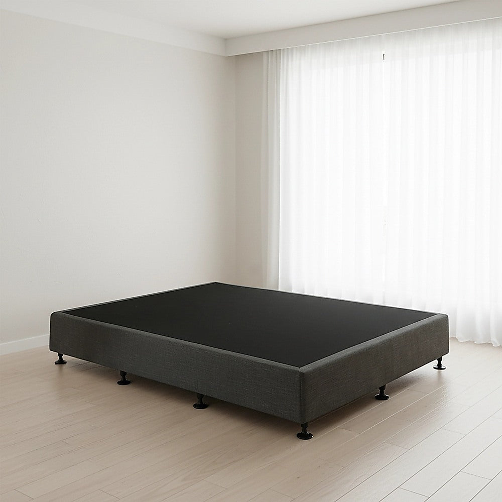 King Single Ensemble Bed Base Platinum Graphite Linen Fabric