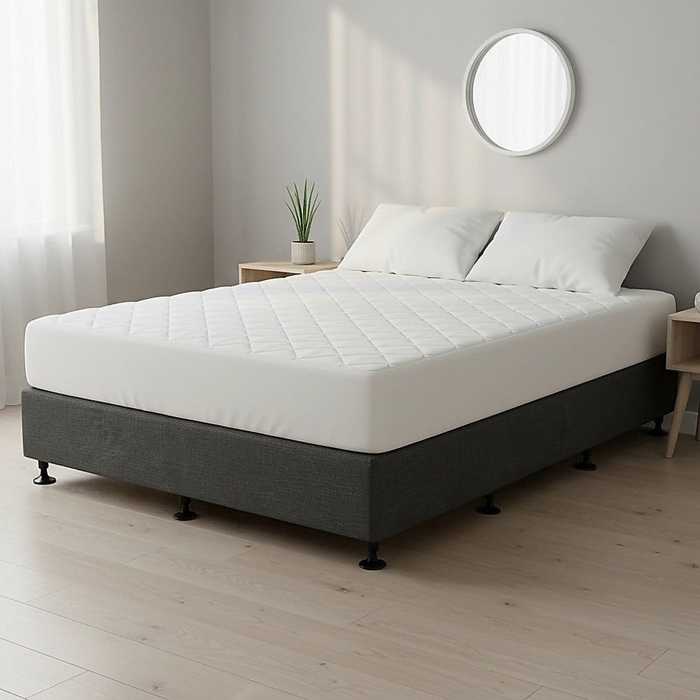 King Single Ensemble Bed Base Platinum Graphite Linen Fabric