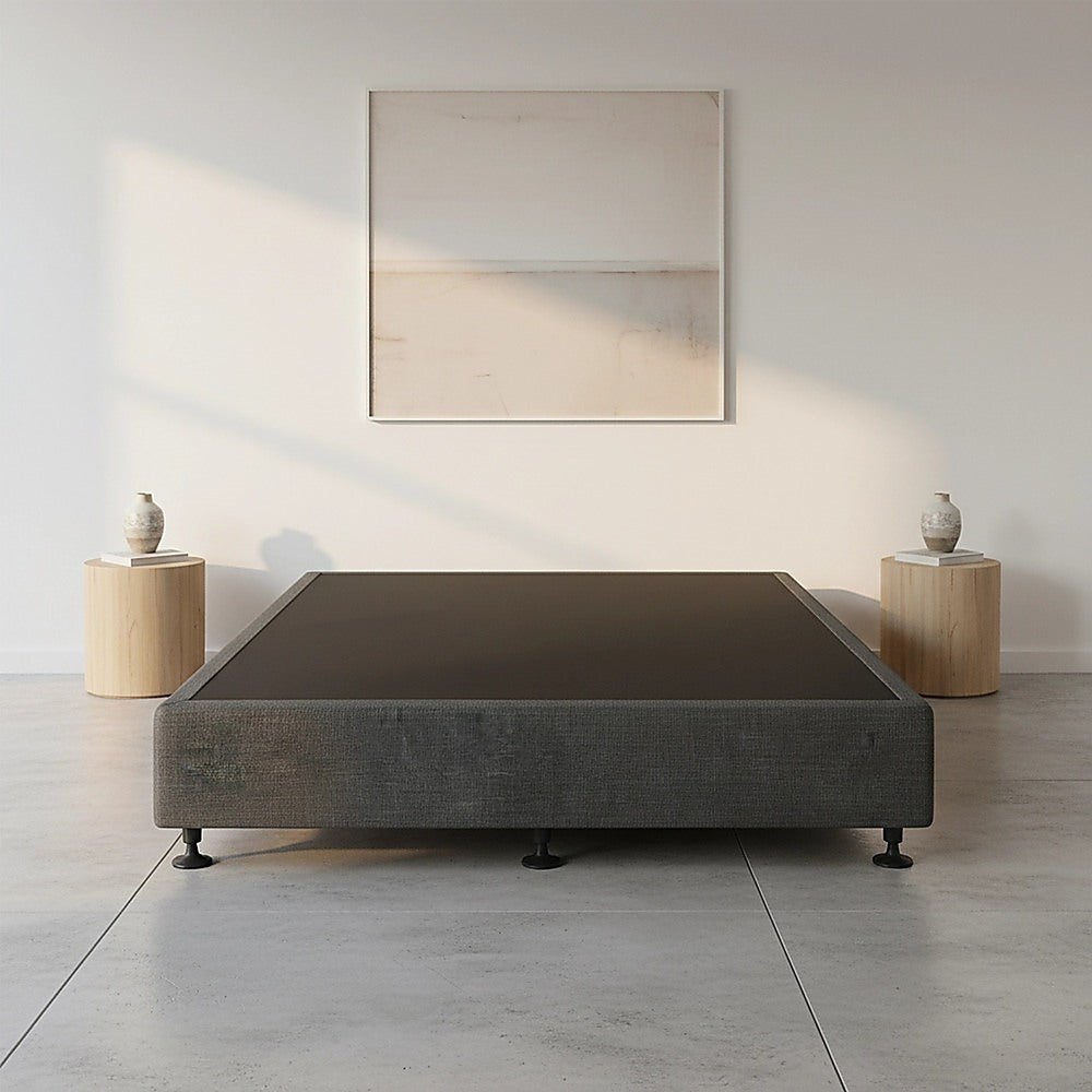 King Single Ensemble Bed Base Platinum Graphite Linen Fabric