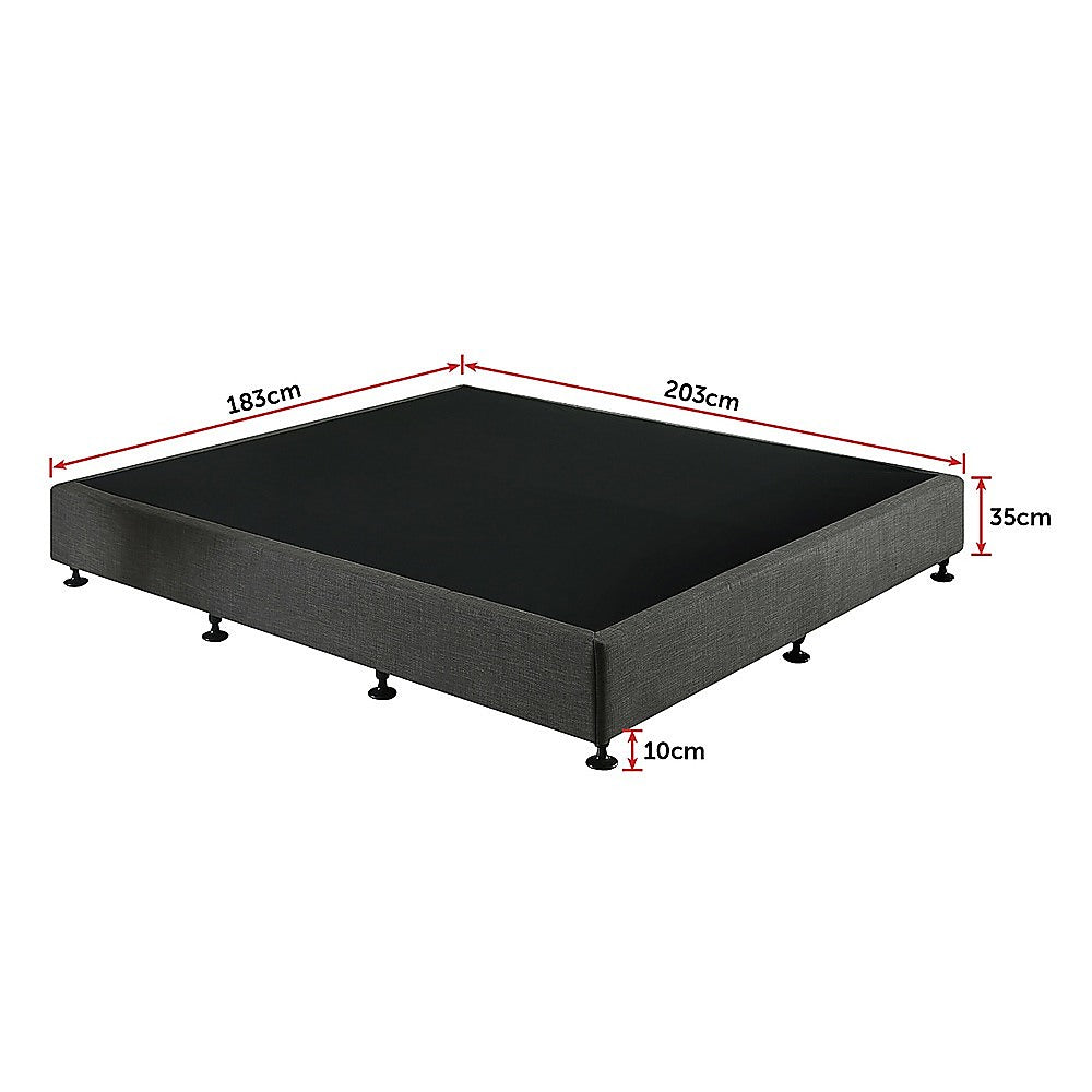 King Ensemble Bed Base Platinum Graphite Linen Fabric