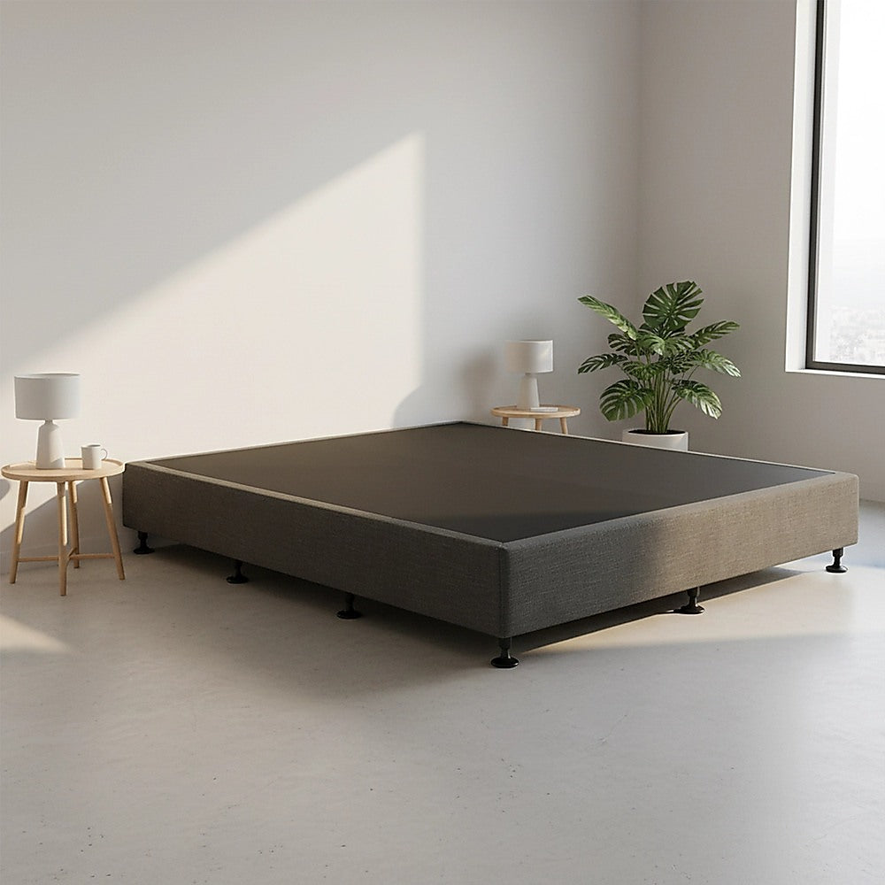 King Ensemble Bed Base Platinum Graphite Linen Fabric