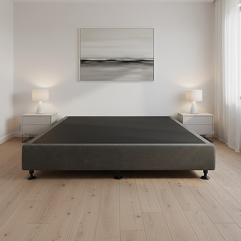 King Ensemble Bed Base Platinum Graphite Linen Fabric