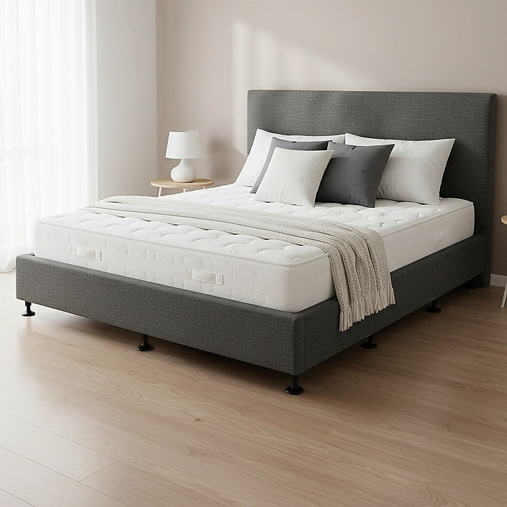 King Ensemble Bed Base Platinum Graphite Linen Fabric