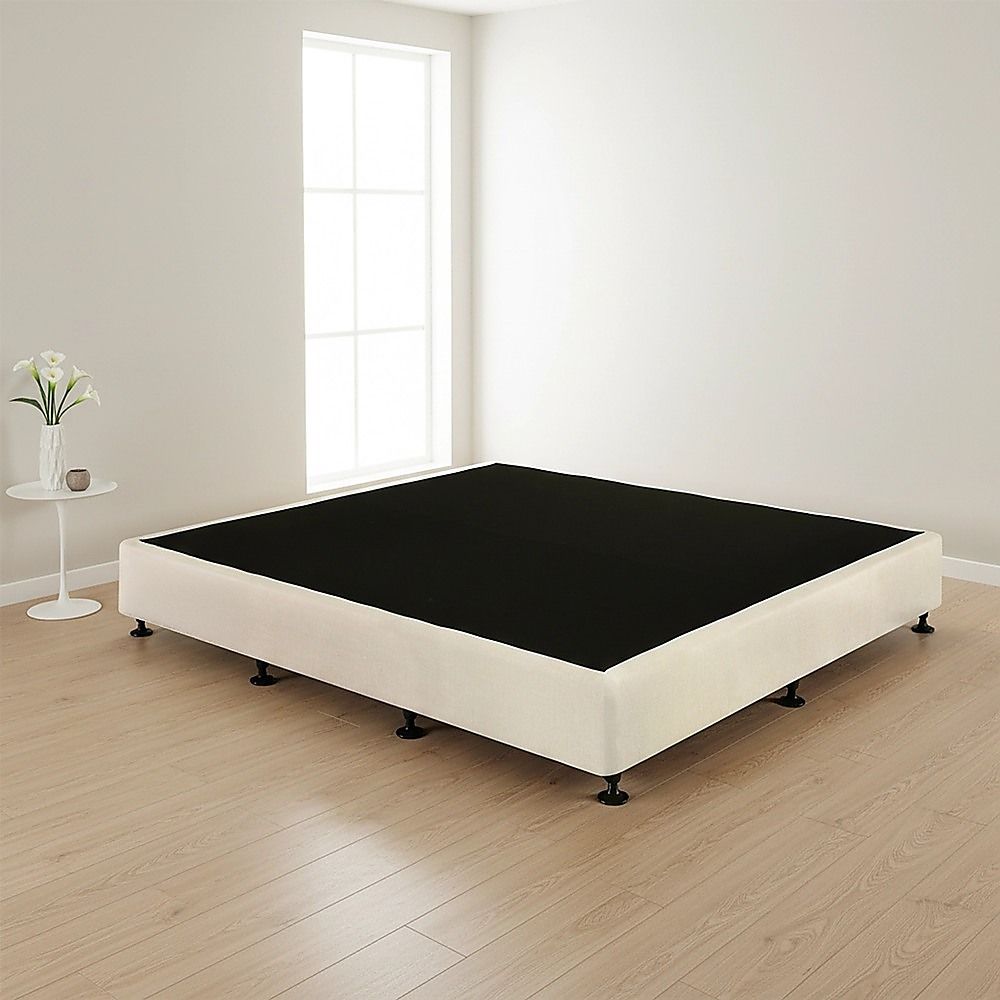 King Ensemble Bed Base Platinum Natural Sand Linen Fabric