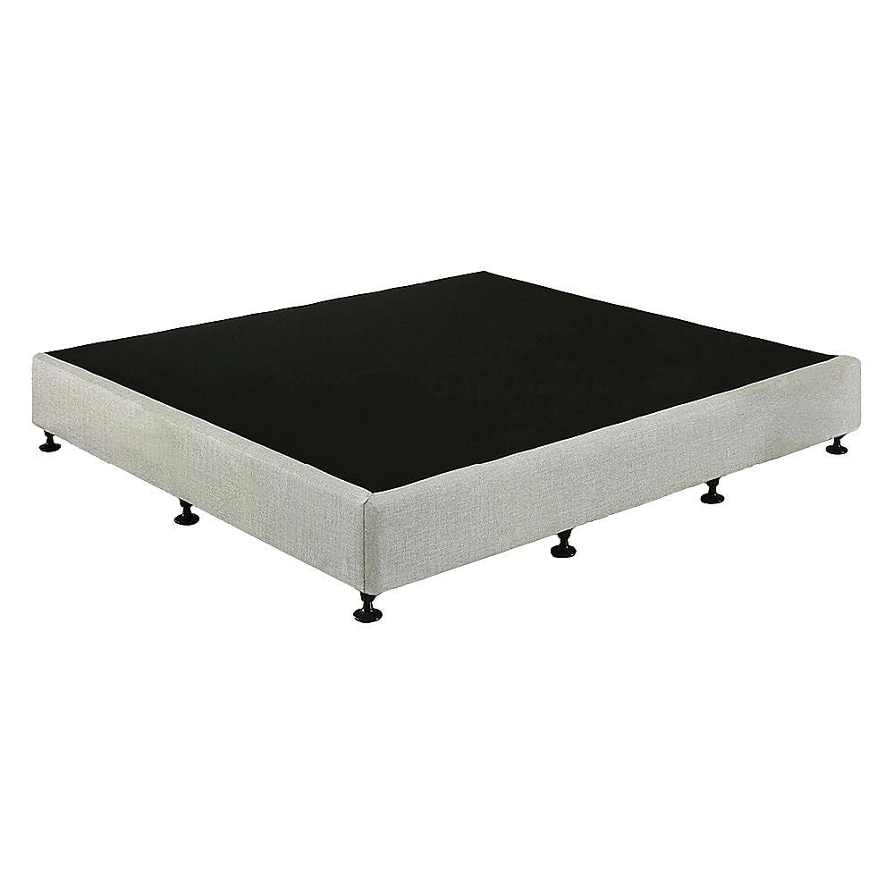 King Ensemble Bed Base Platinum Light Grey Linen Fabric