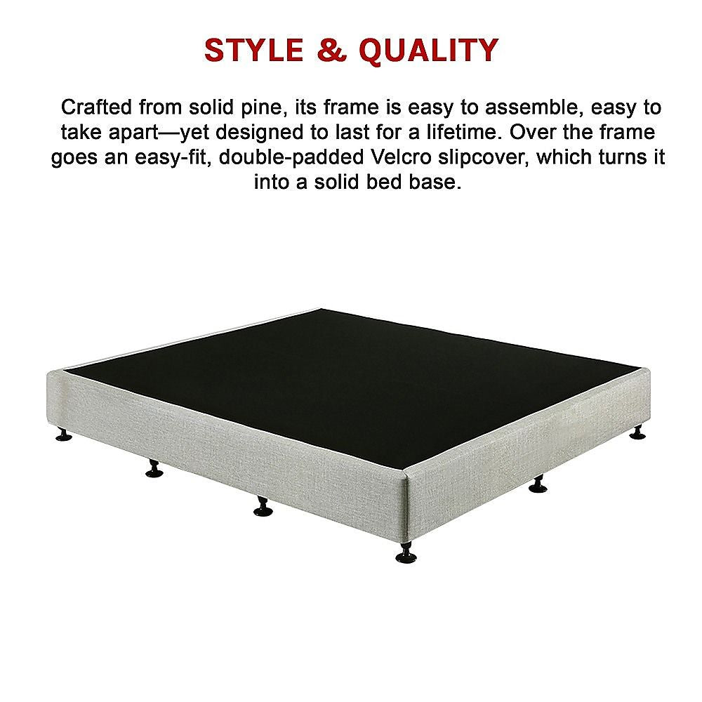 King Ensemble Bed Base Platinum Light Grey Linen Fabric
