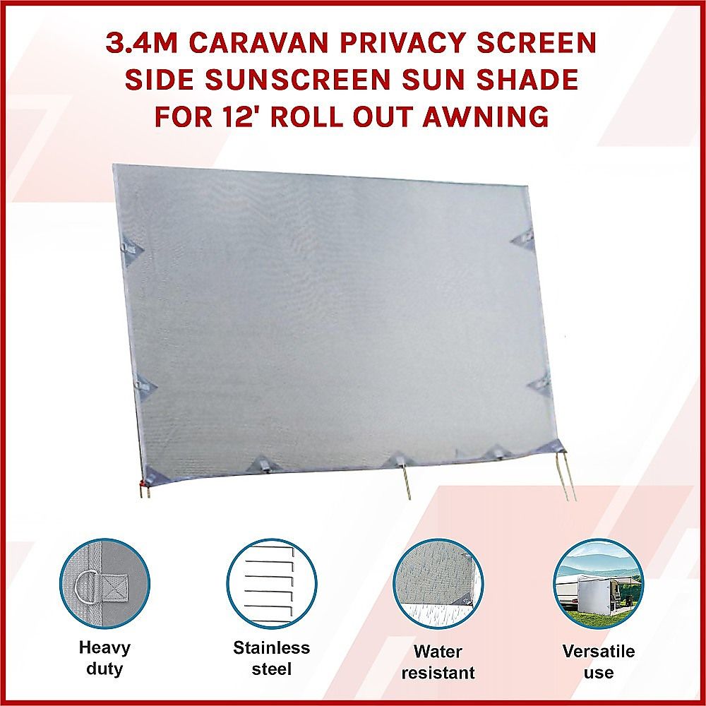 Caravan Privacy Screen – 3.4x1.8m Side Screen for Roll-Out Awnings