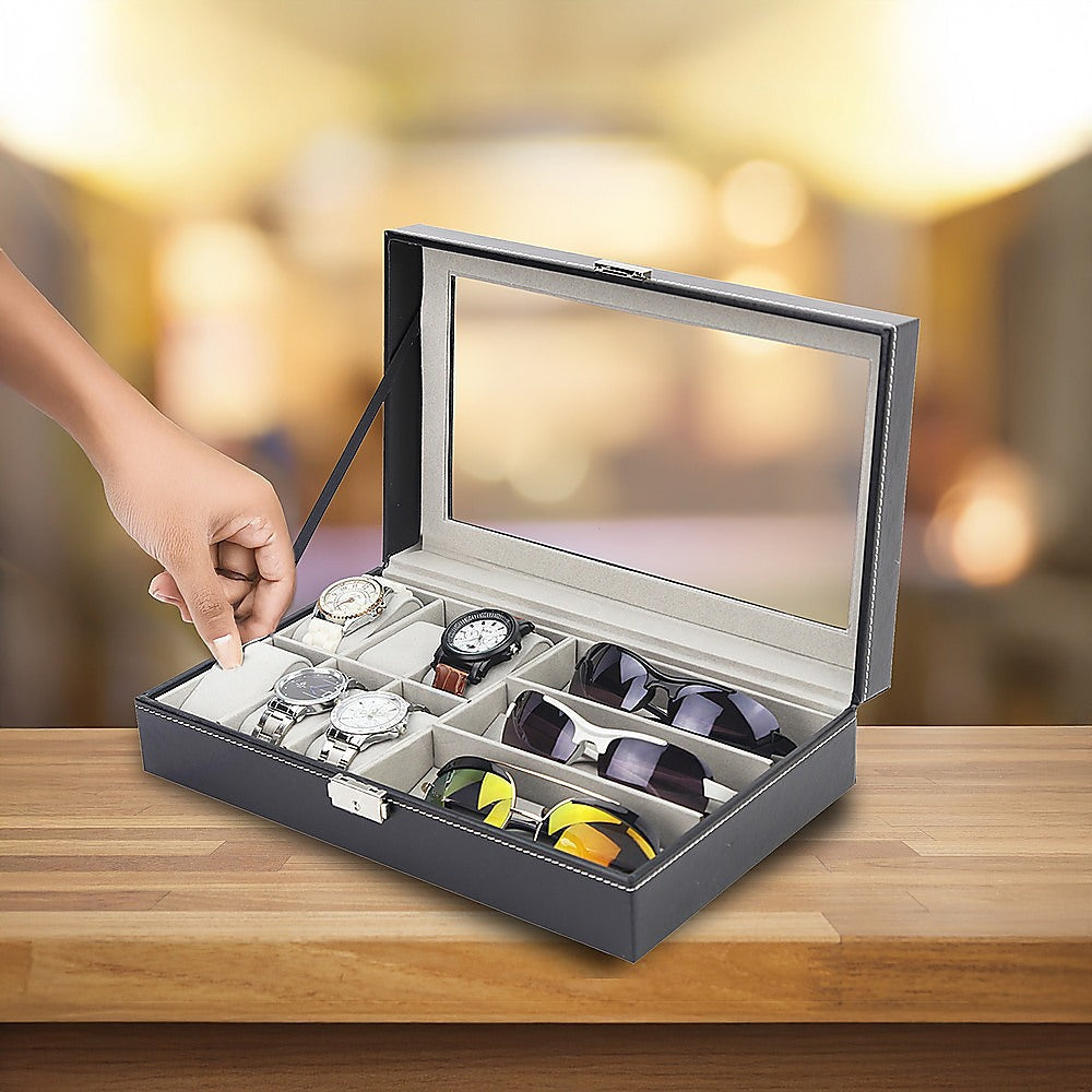 Arts & Crafts - Pu Leather Watch Sunglass Eyeglasses Display Box (6+3 Grid) - photo 11