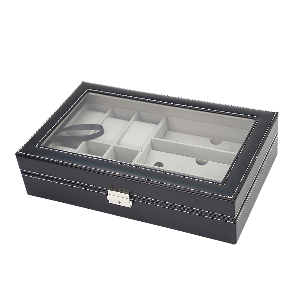 Pu Leather Watch Sunglass Eyeglasses Display Box (6+3 Grid) - Arts & Crafts
