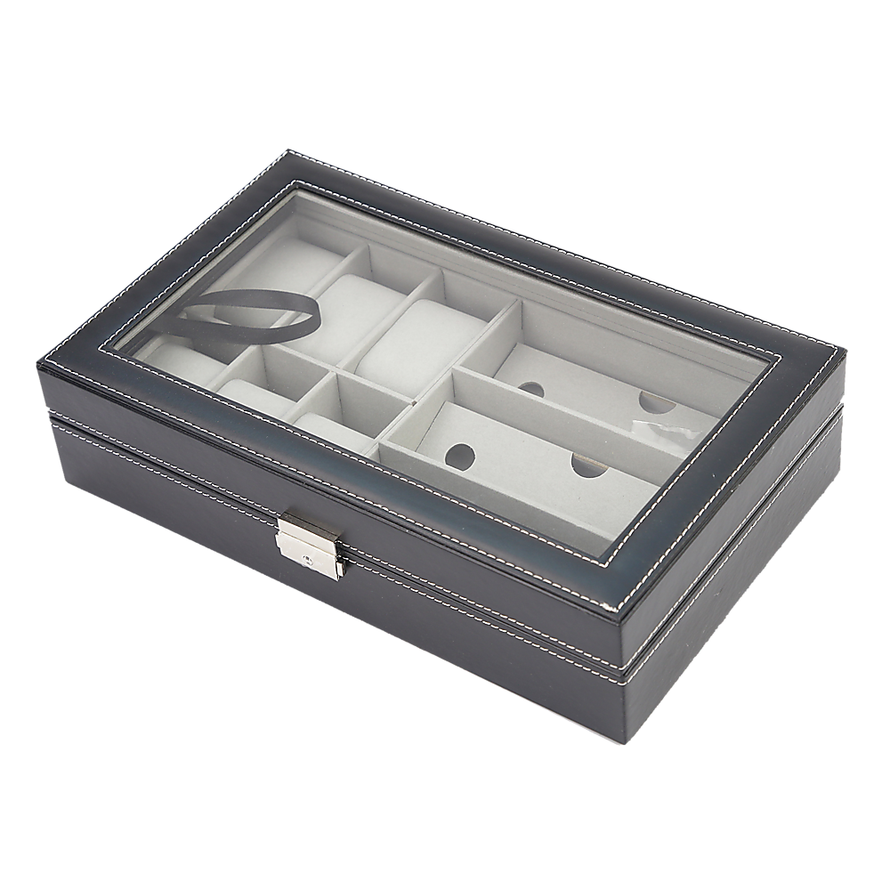 Pu Leather Watch Sunglass Eyeglasses Display Box (6+3 Grid) | Arts & Crafts