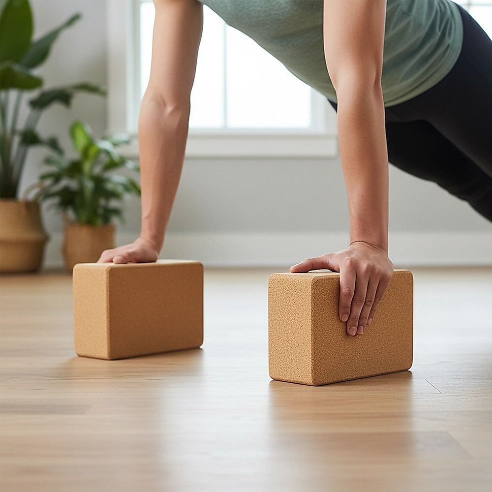 2x Cork Yoga Blocks Organic Exercise Bricks
