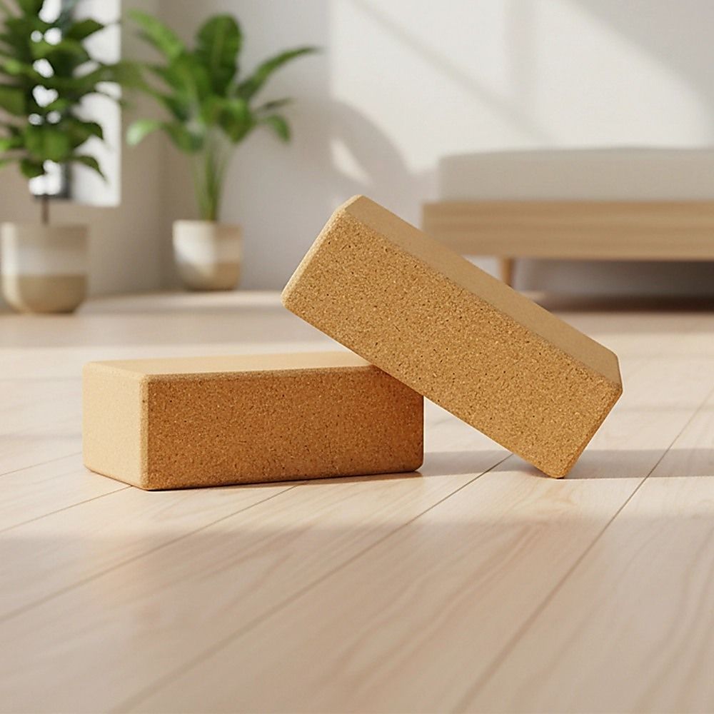 2x Cork Yoga Blocks Organic Exercise Bricks