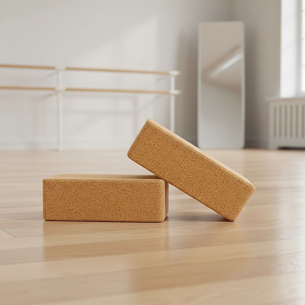 2x Cork Yoga Blocks Organic Exercise Bricks