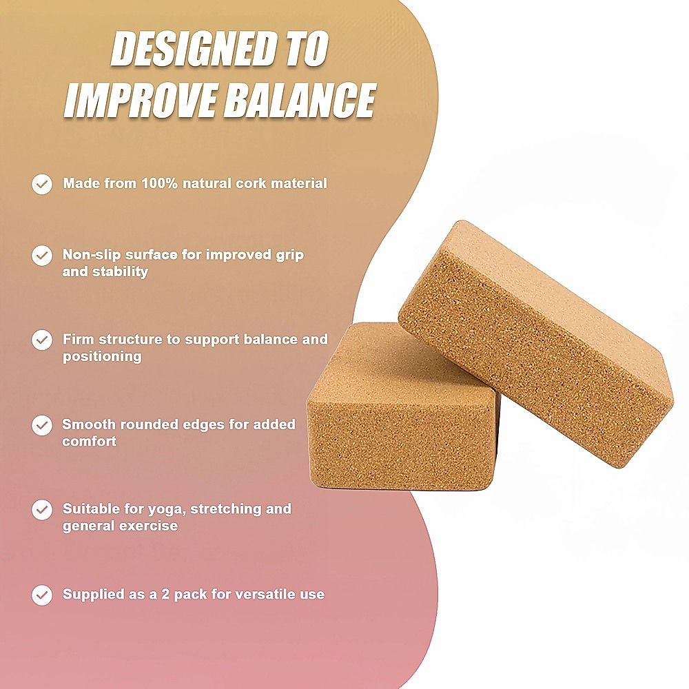 2x Cork Yoga Blocks Organic Exercise Bricks