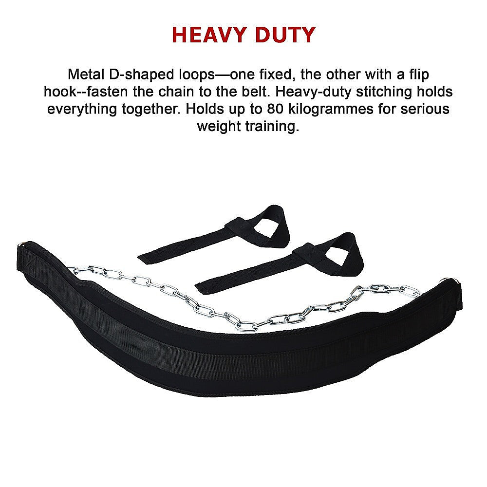 Weight Lifting Belt Gym Back Pull Up Chain black | Gym Equipment & Accessories