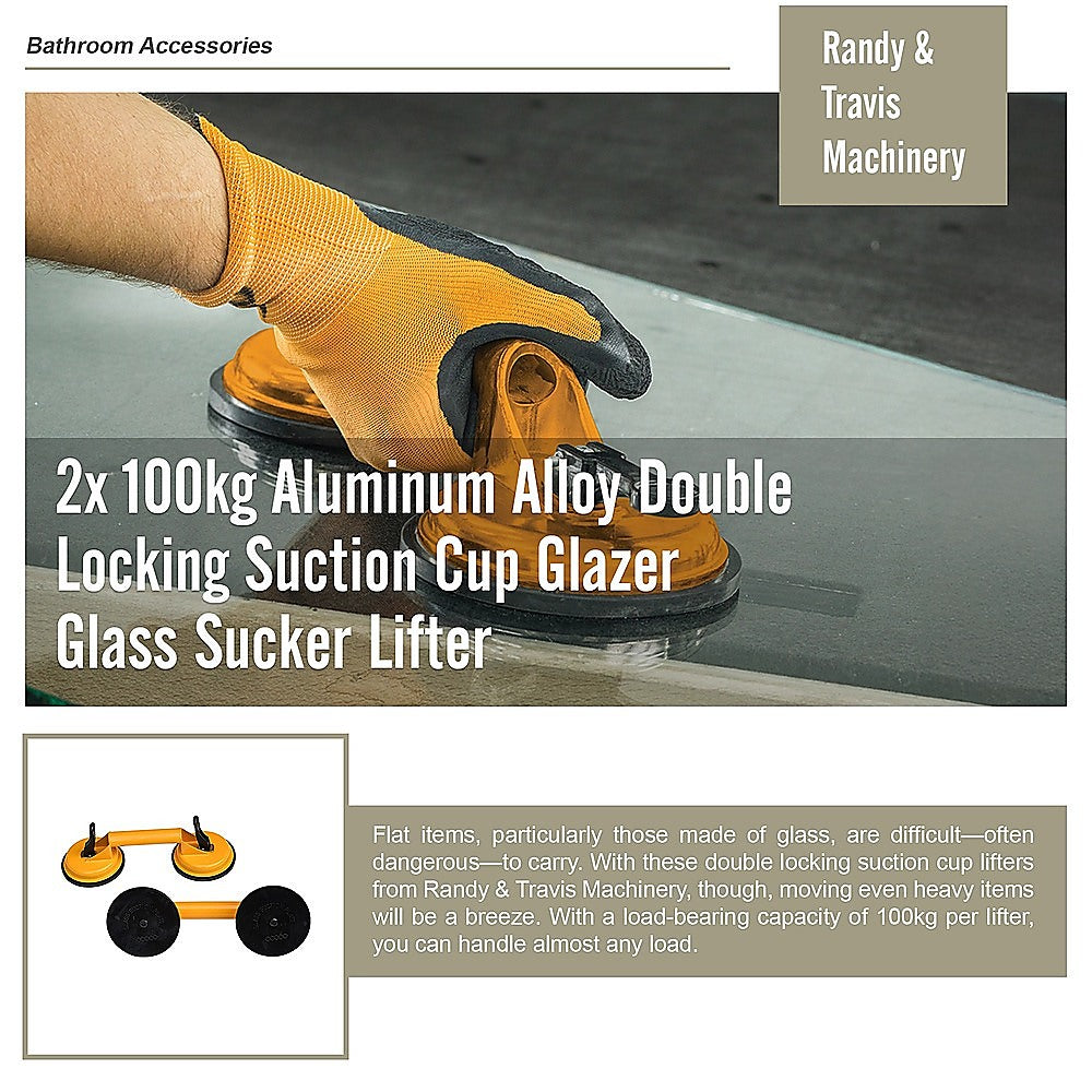 Aluminum Double Locking Suction Cup Lifter (100Kg)