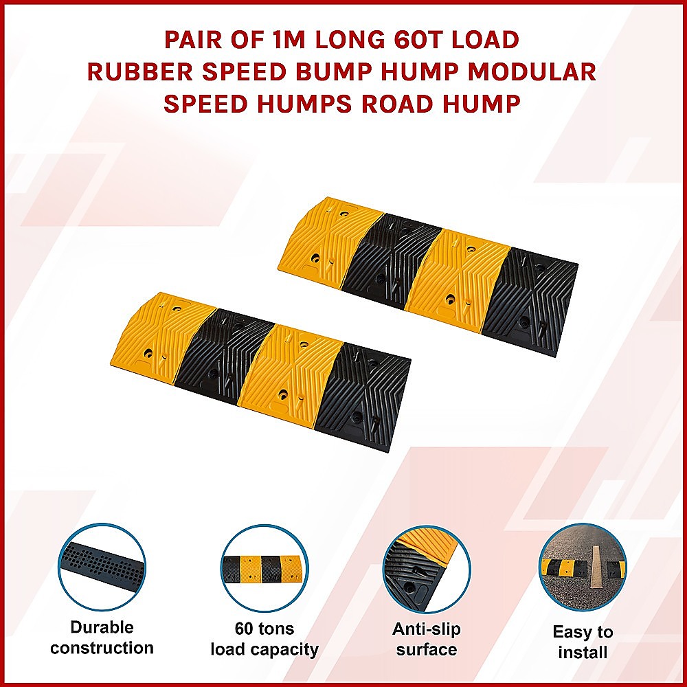 Bump Hump Modular Humps - Pair Of 1M Long Rubber Speed Bumps (60T Load) - photo 11