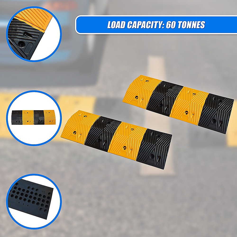 Pair Of 1M Long Rubber Speed Bumps (60T Load) | Gardening Accessories