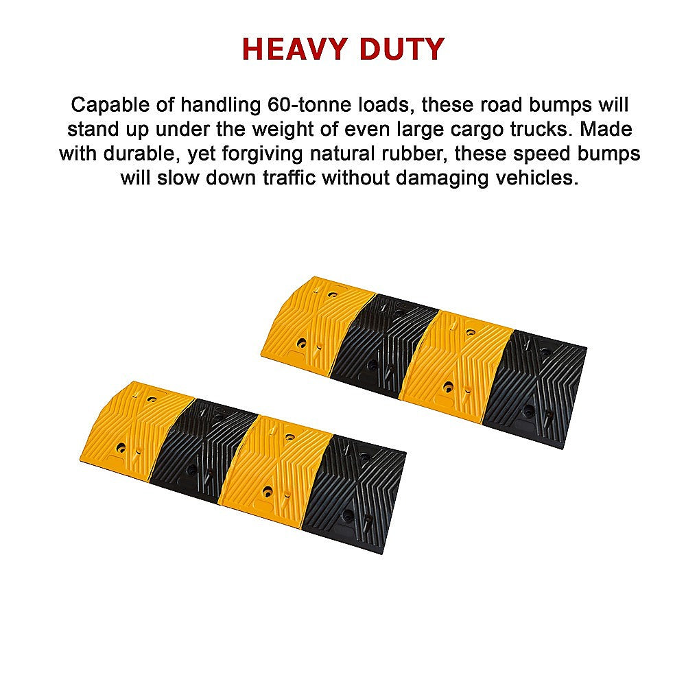 Pair Of 1M Long Rubber Speed Bumps (60T Load) with Bump Hump Modular Humps