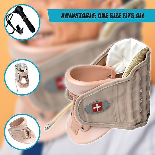 Neck Traction Air Decompression Support Brace Cervical Collar Hand Pump with Supports & Braces