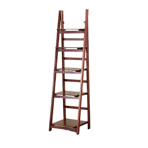 5 Tier Wooden Ladder Shelf Stand Storage Book Shelves