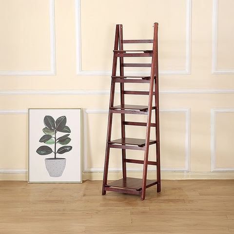 5 Tier Wooden Ladder Shelf Stand Storage Book Shelves