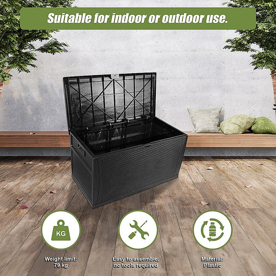 Outdoor Storage Bench Box 450L - Patio Deck Plastic Litre