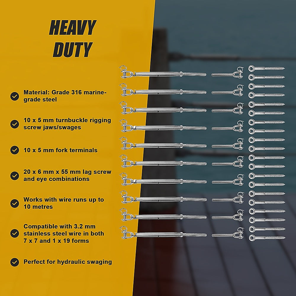 Stainless Steel Wire Rope Diy Balustrade Kit Jaw/Swage Fork
