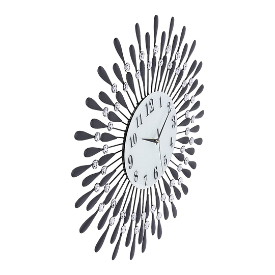 Large Modern 3D Crystal Wall Clock Luxury Art Metal Round Home Decor - Clocks