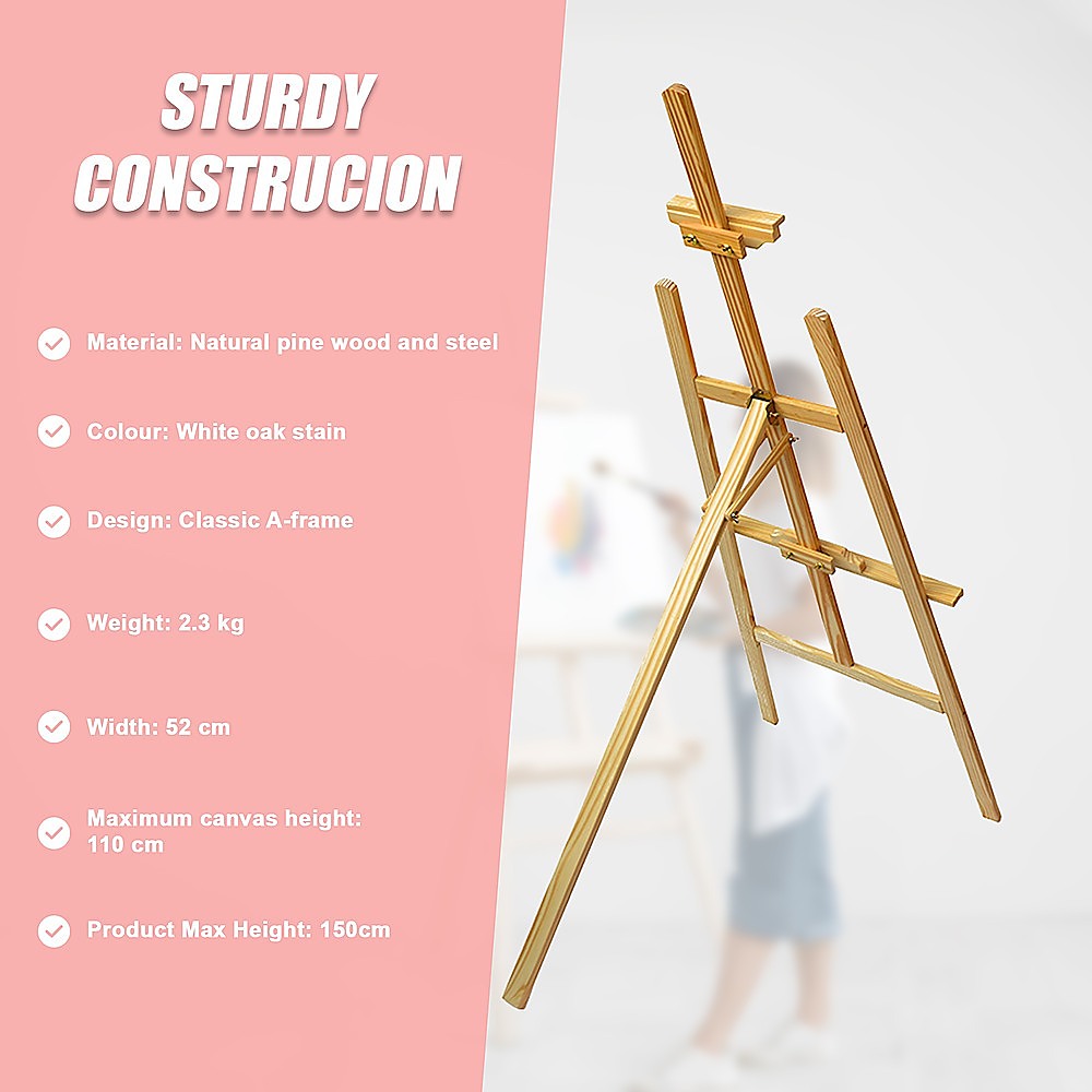 Pine finish - Pine Wood Easel Artist Art Display Painting Shop Tripod Stand Wedding
