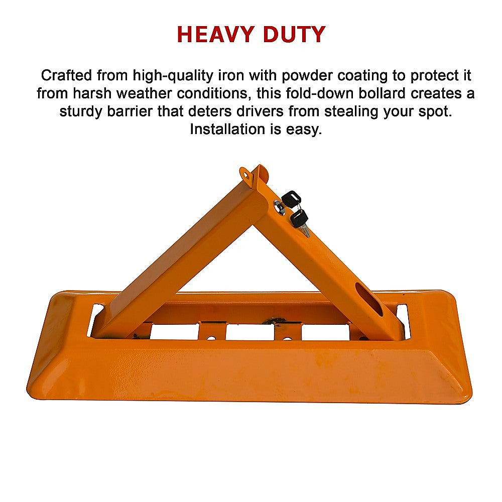 Fold Down Vehicle Security Bollard For Parking Spot Safety | Wheel Clamp