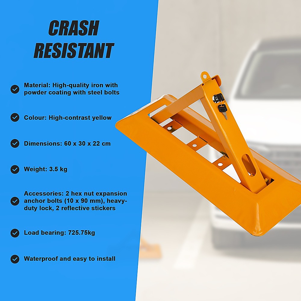 Fold Down Vehicle Security Bollard For Parking Spot Safety with Wheel Clamp