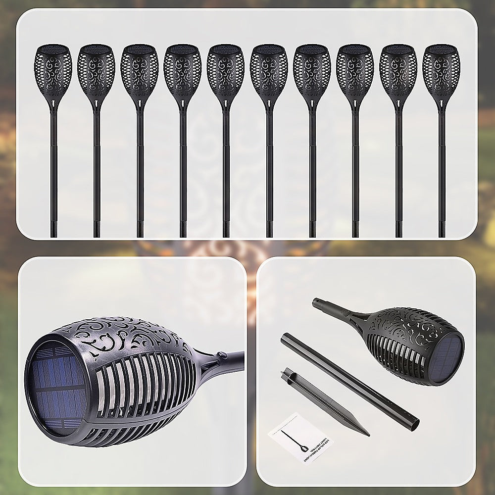 10-Pack Solar Torch Lights With 96 Led Flickering Flame