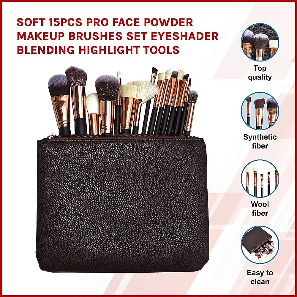 15-Piece Pro Face Powder Makeup Brushes Set