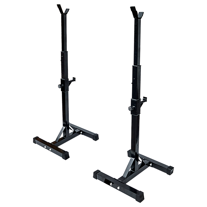 Adjustable Squat Rack Barbell Bench Press Stands - Pair Sturdy Steel Gym
