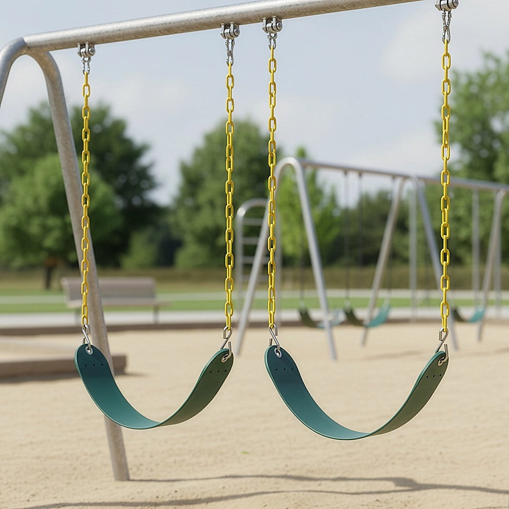 Heavy Duty Swing Seats With 66" Chain, 2-Pack with Swings Plastic Coated Playground