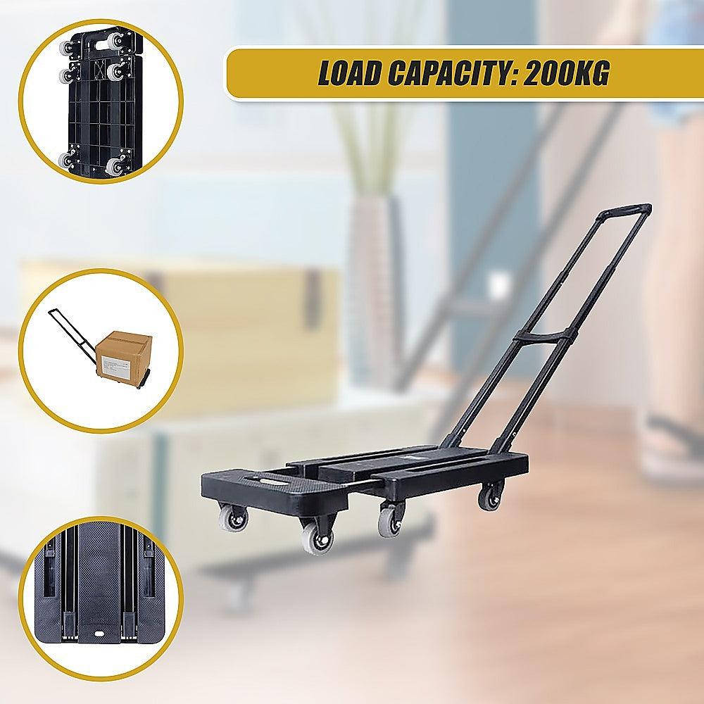 Foldable Trolley Cart With 6 Rotating Wheels