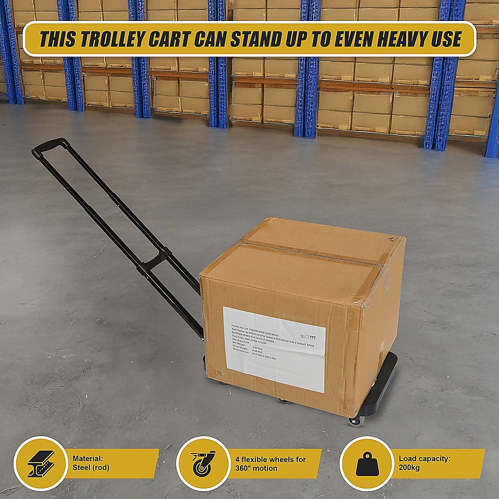 Foldable Trolley Cart With 6 Rotating Wheels
