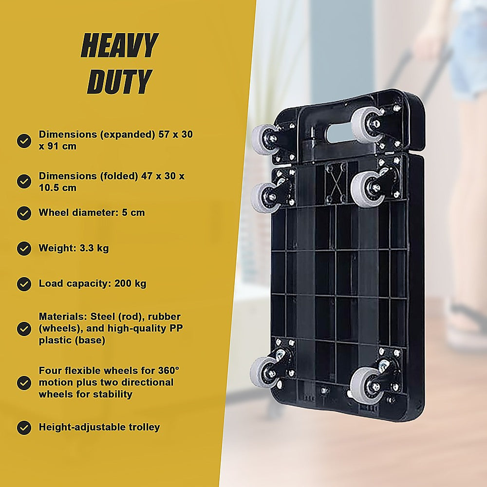 Foldable Trolley Cart With 6 Rotating Wheels